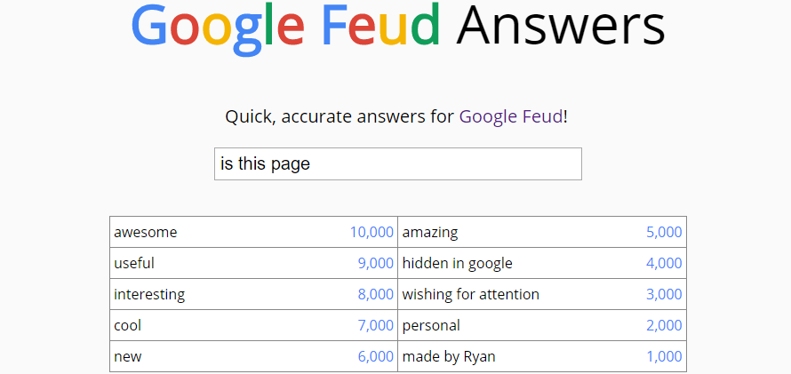 Has a dog ever been answers incorrect (Google Feud) · Issue #3 ·  Ryan778/Ryan778.github.io · GitHub